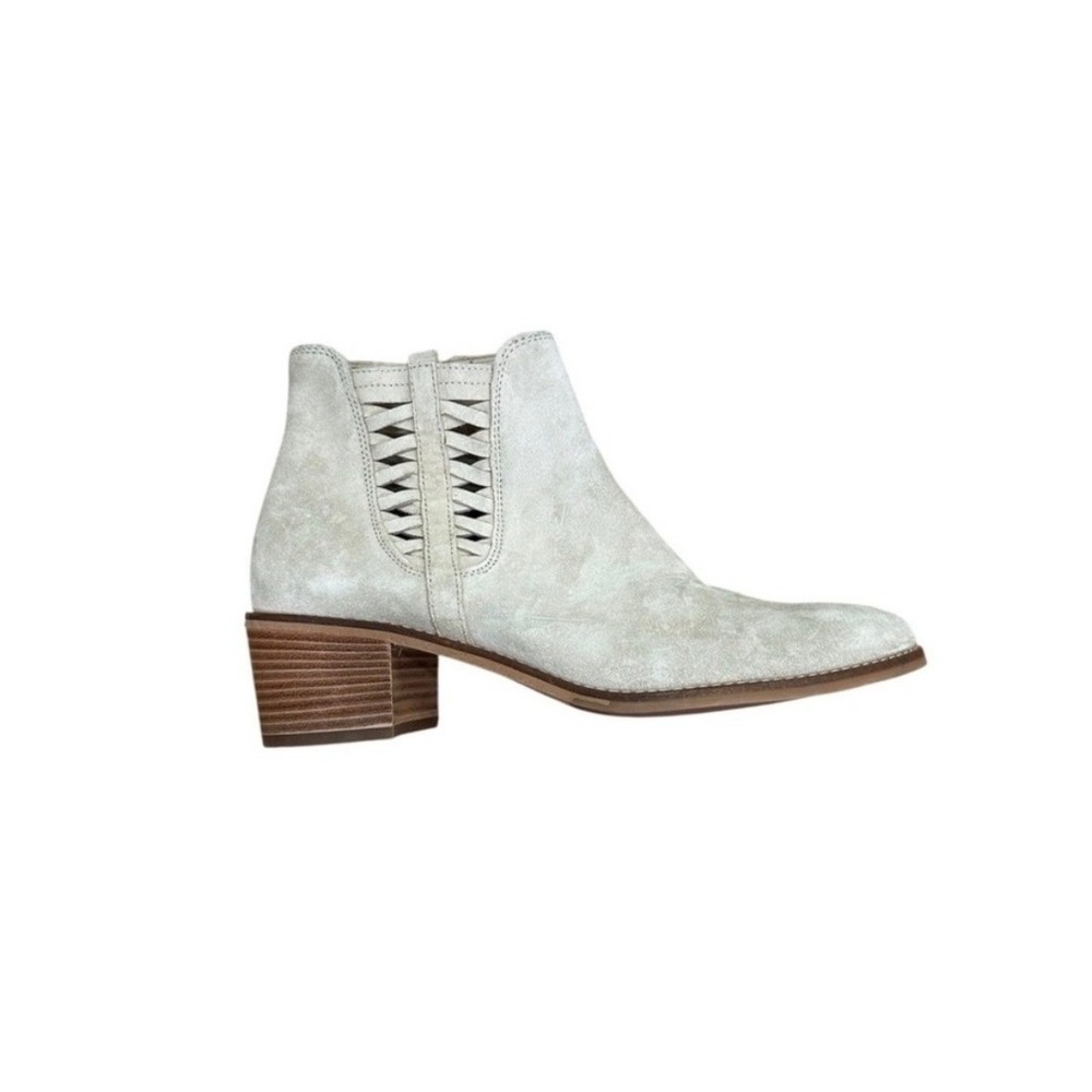 Paul Green Vienna Suede Ankle Tan Boots with Criss-Cross Side Cutouts Women's 8